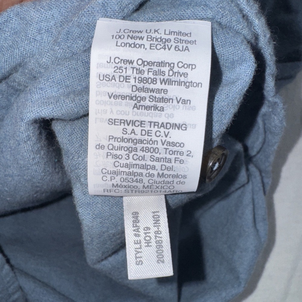 J. Crew Heavyweight workshirt Shirt Blue XXL Chamois Cloth Mens Button Up AF849 - Picture 6 of 9
